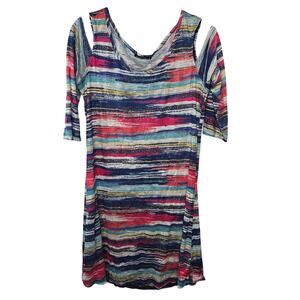 David Cline Multicolor Cobalt Cold Shoulder Dress Size Small
